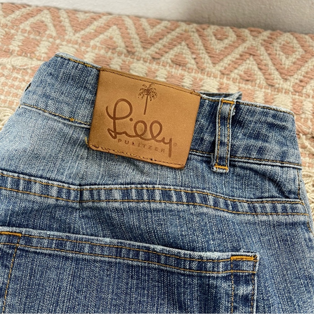 Vintage Lilly Pulitzer Y2K Funky Floral Embroidered Straight Jeans Size 6 - Picture 12 of 16